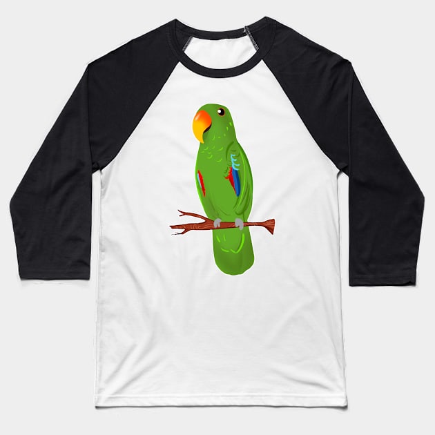 Ekkie Cute green Eclectus Parrot for parrot lovers Baseball T-Shirt by SusanaDesigns